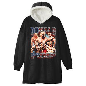 Donald Pump 1 Vs 1 Biden American Flag Swole Trump 2024 Hooded Wearable Blanket