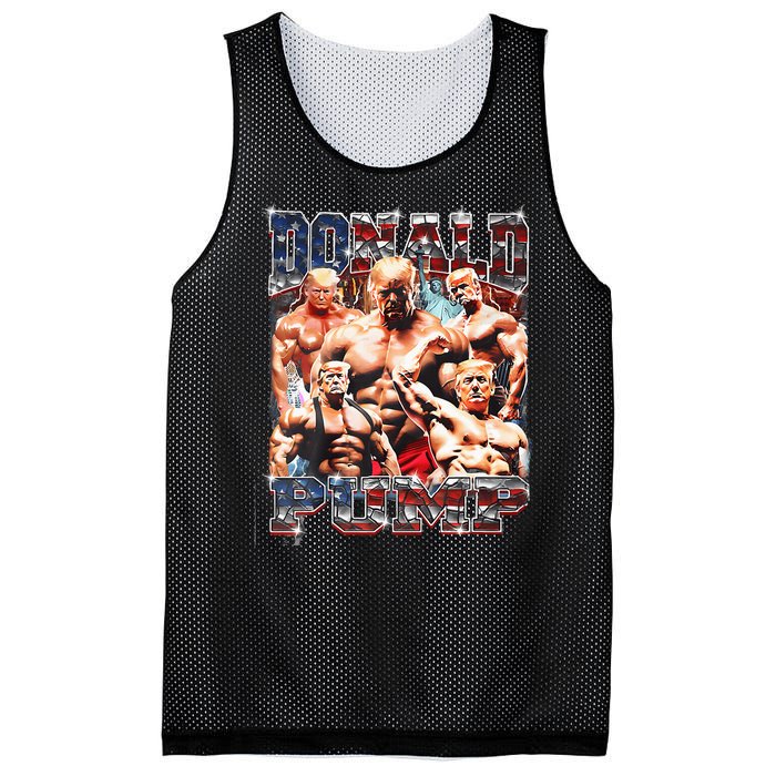 Donald Pump 1 Vs 1 Biden American Flag Swole Trump 2024 Mesh Reversible Basketball Jersey Tank