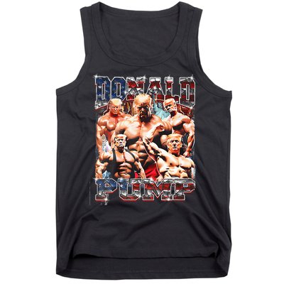 Donald Pump 1 Vs 1 Biden American Flag Swole Trump 2024 Tank Top