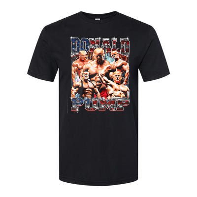 Donald Pump 1 Vs 1 Biden American Flag Swole Trump 2024 Softstyle CVC T-Shirt