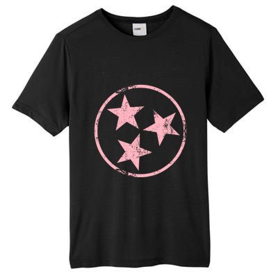 Distressed Pink 3 Star TN Flag Fun Pink Tennessee State Flag Tall Fusion ChromaSoft Performance T-Shirt