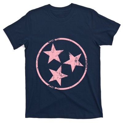 Distressed Pink 3 Star TN Flag Fun Pink Tennessee State Flag T-Shirt