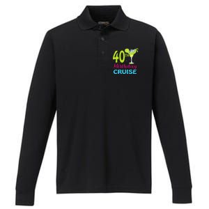 Drinking Party 40th Birthday Cruise Vacation Squad Cruising Performance Long Sleeve Polo