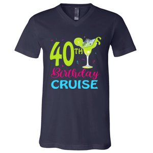 Drinking Party 40th Birthday Cruise Vacation Squad Cruising V-Neck T-Shirt