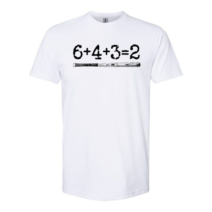 Double Play 6 4 3 2 Vintage Baseball Math Softball Player Softstyle CVC T-Shirt