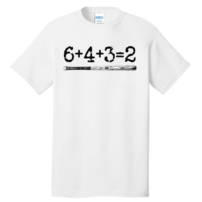 Double Play 6 4 3 2 Vintage Baseball Math Softball Player Tall T-Shirt