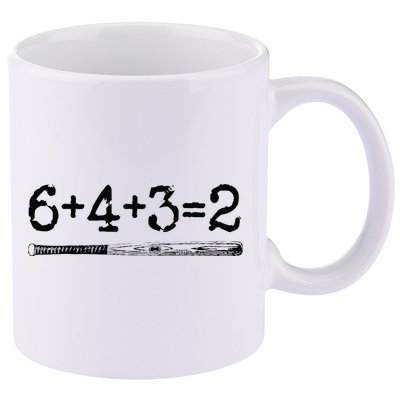Double Play 6 4 3 2 Vintage Baseball Math Softball Player 11oz C Handle Ceramic Mug