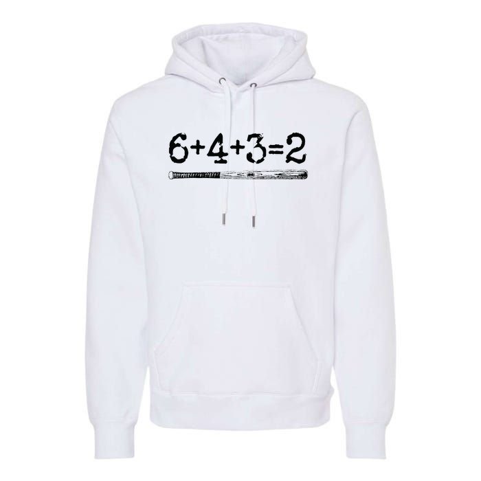 Double Play 6 4 3 2 Vintage Baseball Math Softball Player Premium Hoodie