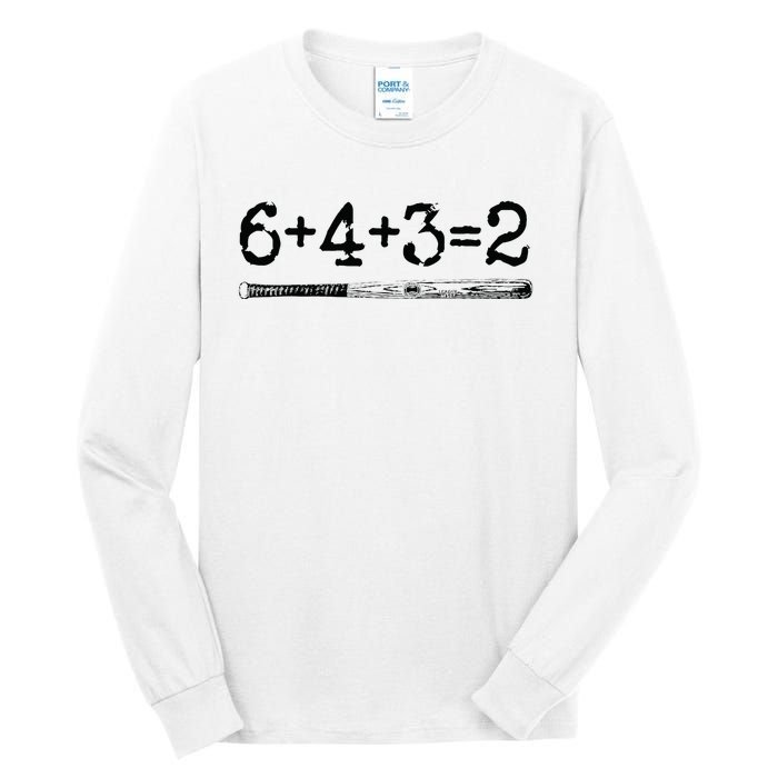 Double Play 6 4 3 2 Vintage Baseball Math Softball Player Tall Long Sleeve T-Shirt