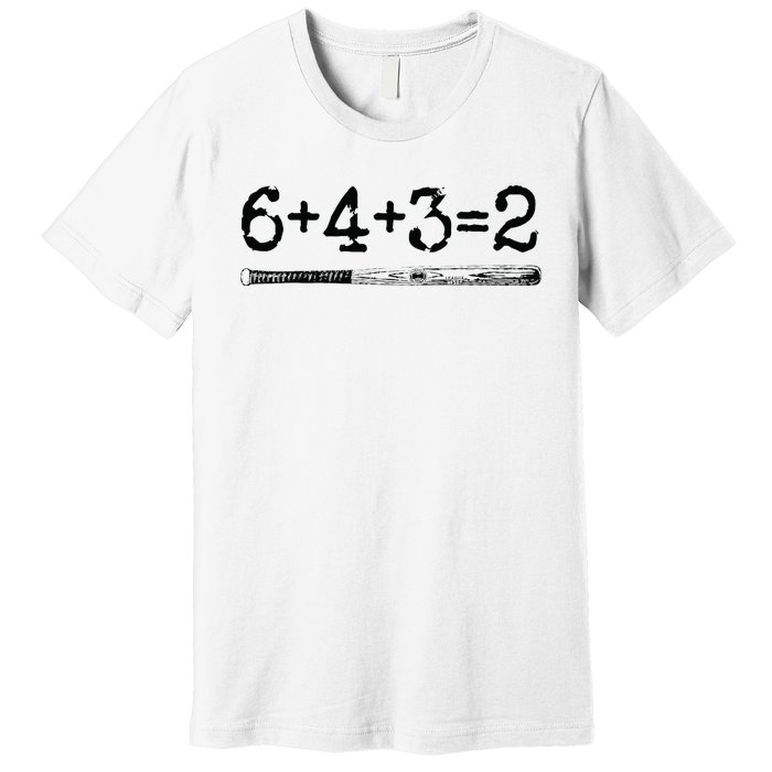 Double Play 6 4 3 2 Vintage Baseball Math Softball Player Premium T-Shirt