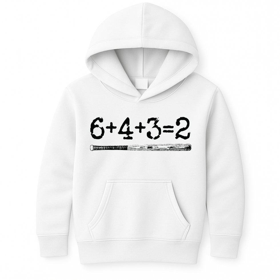 Double Play 6 4 3 2 Vintage Baseball Math Softball Player Kids Hoodie