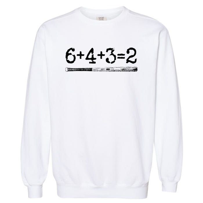 Double Play 6 4 3 2 Vintage Baseball Math Softball Player Garment-Dyed Sweatshirt