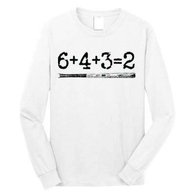 Double Play 6 4 3 2 Vintage Baseball Math Softball Player Long Sleeve Shirt