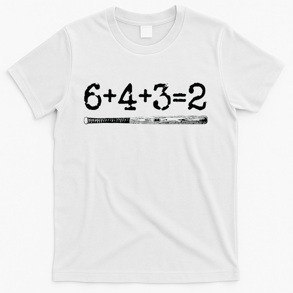 Double Play 6 4 3 2 Vintage Baseball Math Softball Player T-Shirt