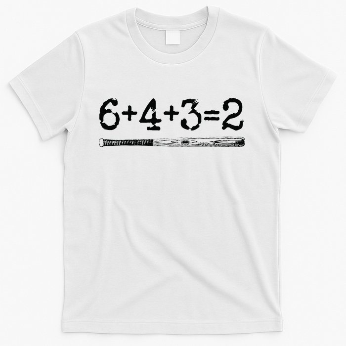 Double Play 6 4 3 2 Vintage Baseball Math Softball Player T-Shirt