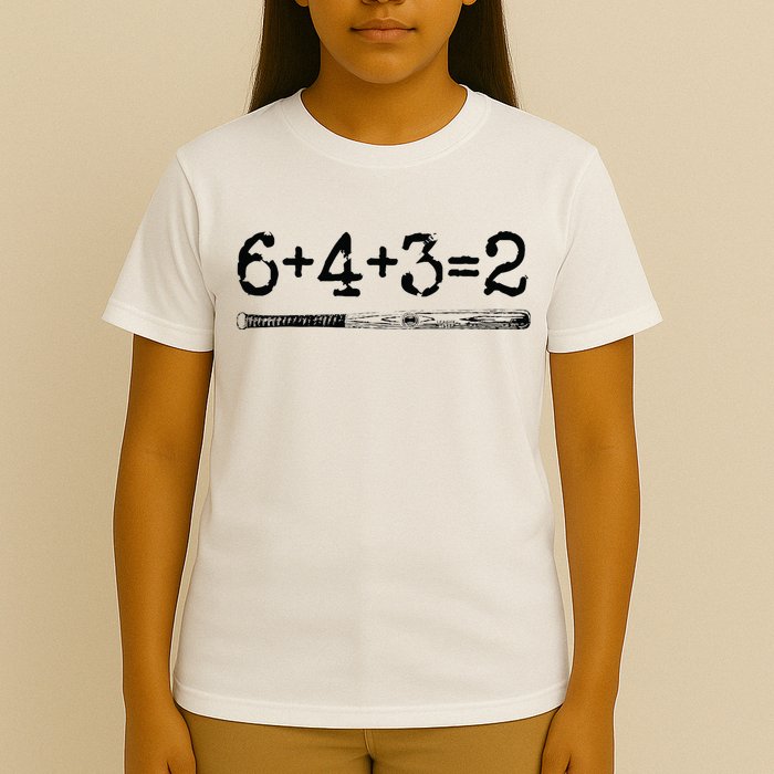 Double Play 6 4 3 2 Vintage Baseball Math Softball Player T-Shirt