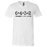 Double Play 6 4 3 2 Vintage Baseball Math Softball Player V-Neck T-Shirt