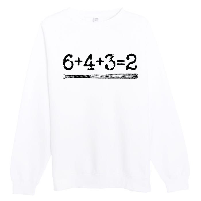 Double Play 6 4 3 2 Vintage Baseball Math Softball Player Premium Crewneck Sweatshirt