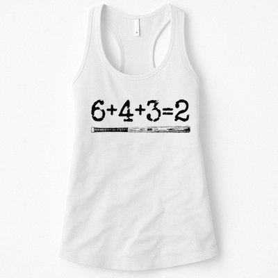 Double Play 6 4 3 2 Vintage Baseball Math Softball Player Womens Tank Top