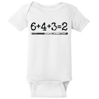 Double Play 6 4 3 2 Vintage Baseball Math Softball Player Baby Bodysuit