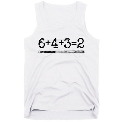 Double Play 6 4 3 2 Vintage Baseball Math Softball Player Tank Top