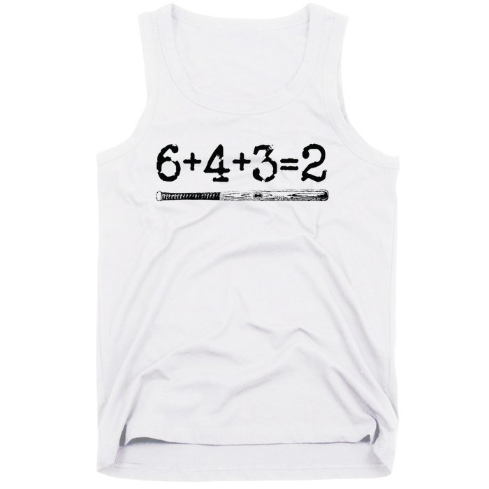 Double Play 6 4 3 2 Vintage Baseball Math Softball Player Tank Top