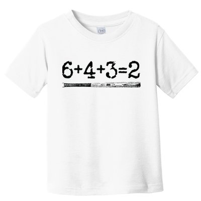 Double Play 6 4 3 2 Vintage Baseball Math Softball Player Toddler T-Shirt