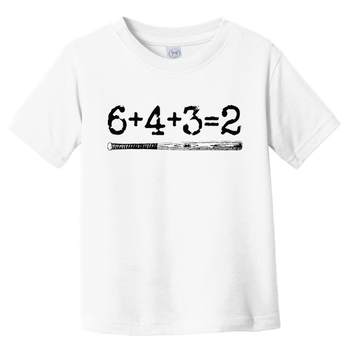 Double Play 6 4 3 2 Vintage Baseball Math Softball Player Toddler T-Shirt