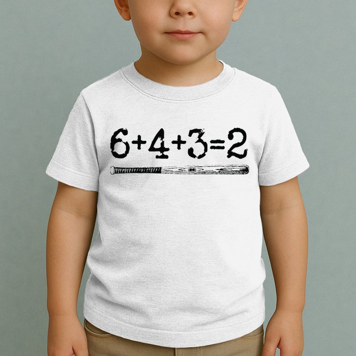 Double Play 6 4 3 2 Vintage Baseball Math Softball Player Toddler T-Shirt