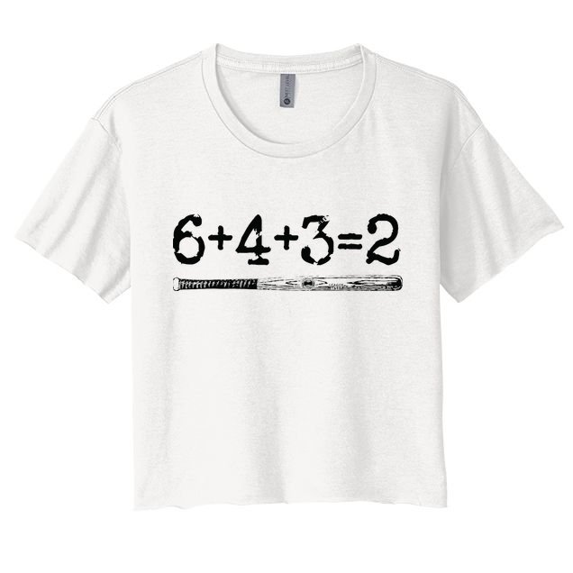 Double Play 6 4 3 2 Vintage Baseball Math Softball Player Women's Crop Top Tee