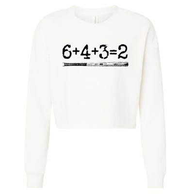 Double Play 6 4 3 2 Vintage Baseball Math Softball Player Cropped Pullover Crew