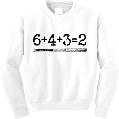 Double Play 6 4 3 2 Vintage Baseball Math Softball Player Kids Sweatshirt