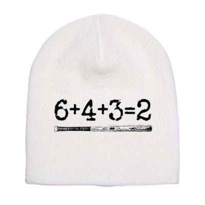 Double Play 6 4 3 2 Vintage Baseball Math Softball Player Short Acrylic Beanie