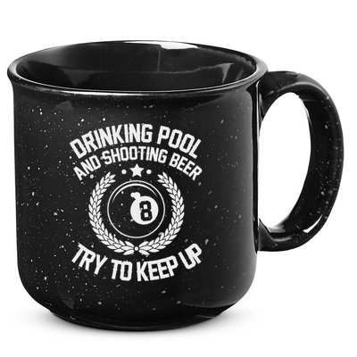 Drinking Pool And Shooting Beer Funny Billiards Gift Present 15oz Campfire Ceramic Mug