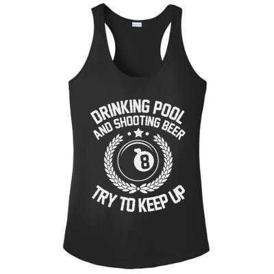 Drinking Pool And Shooting Beer Funny Billiards Gift Present Ladies PosiCharge Competitor Racerback Tank