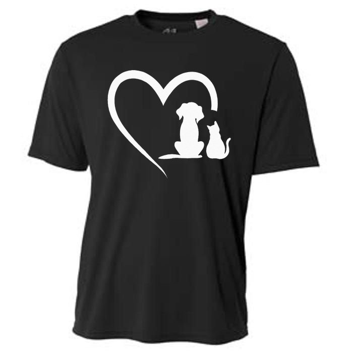 Dog Puppy And Baby Cat Heart Animal Dog & Cat Heart Cooling Performance Crew T-Shirt