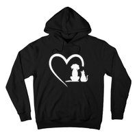 Dog Puppy And Baby Cat Heart Animal Dog & Cat Heart Hoodie