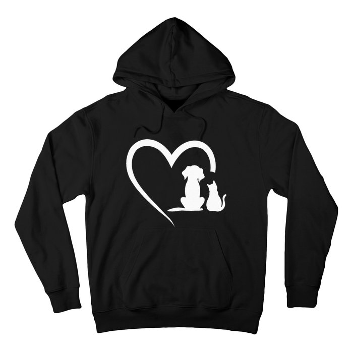 Dog Puppy And Baby Cat Heart Animal Dog & Cat Heart Hoodie