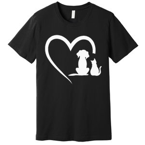 Dog Puppy And Baby Cat Heart Animal Dog & Cat Heart Premium T-Shirt