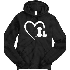 Dog Puppy And Baby Cat Heart Animal Dog & Cat Heart Tie Dye Hoodie