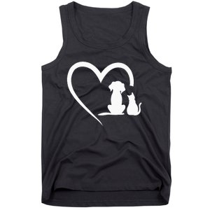 Dog Puppy And Baby Cat Heart Animal Dog & Cat Heart Tank Top