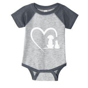 Dog Puppy And Baby Cat Heart Animal Dog & Cat Heart Infant Baby Jersey Bodysuit