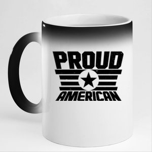 Distressed Proud American USA Patriot 11oz Black Color Changing Mug