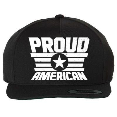 Distressed Proud American USA Patriot Wool Snapback Cap