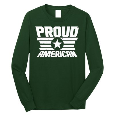 Distressed Proud American USA Patriot Long Sleeve Shirt