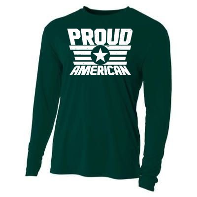 Distressed Proud American USA Patriot Cooling Performance Long Sleeve Crew