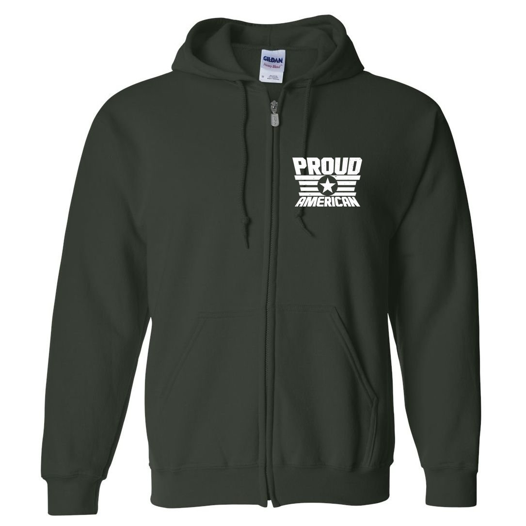 Distressed Proud American USA Patriot Full Zip Hoodie