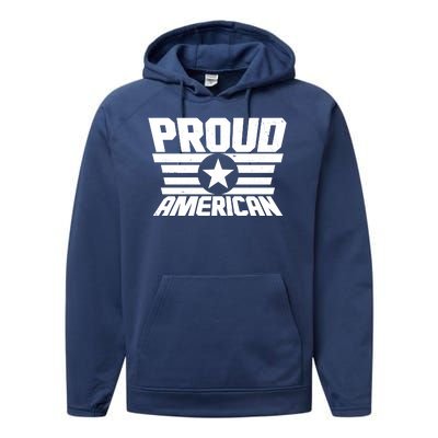 Distressed Proud American USA Patriot Performance Fleece Hoodie