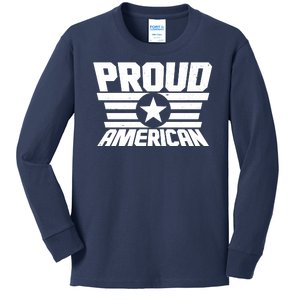 Distressed Proud American USA Patriot Kids Long Sleeve Shirt