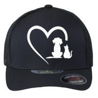 Dog Puppy And Baby Cat Heart Animal Dog & Cat Heart Flexfit Unipanel Trucker Cap